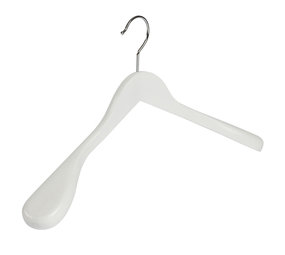 Mantel / kostuumhanger (geknikt) beukenhout wit gelakt met schouderverbreding Mantel / kostuumhanger (geknikt) beukenhout wit gelakt met schouderverbreding