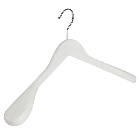 Mantel / kostuumhanger beukenhout wit gelakt met schouderverbreding, 44 cm Mantel / kostuumhanger beukenhout wit gelakt met schouderverbreding, 44 cm