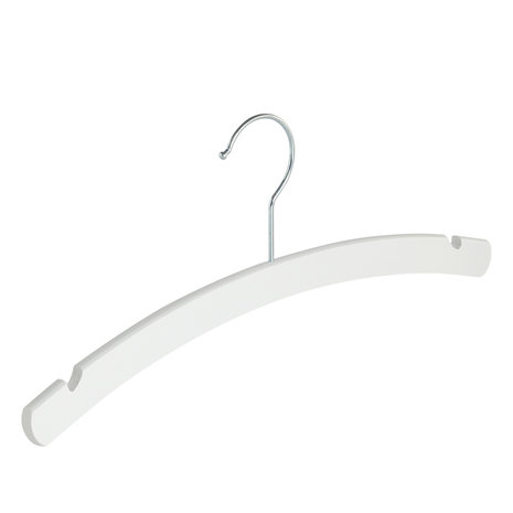 Blouse / shirthanger (vlak) beukenhout wit gelakt met rokinkepingen Blouse / shirthanger (vlak) beukenhout wit gelakt met rokinkepingen