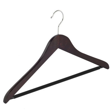 Blouse / shirthanger (geknikt) beukenhout wenge gebeitst met anti-slip broeklat