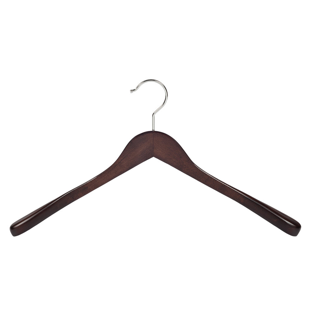 Mantel / kostuumhanger (geknikt) beukenhout wenge gebeitst met schouderverbreding