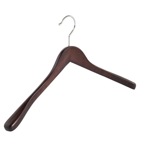 Mantel / kostuumhanger (geknikt) beukenhout wenge gebeitst met schouderverbreding