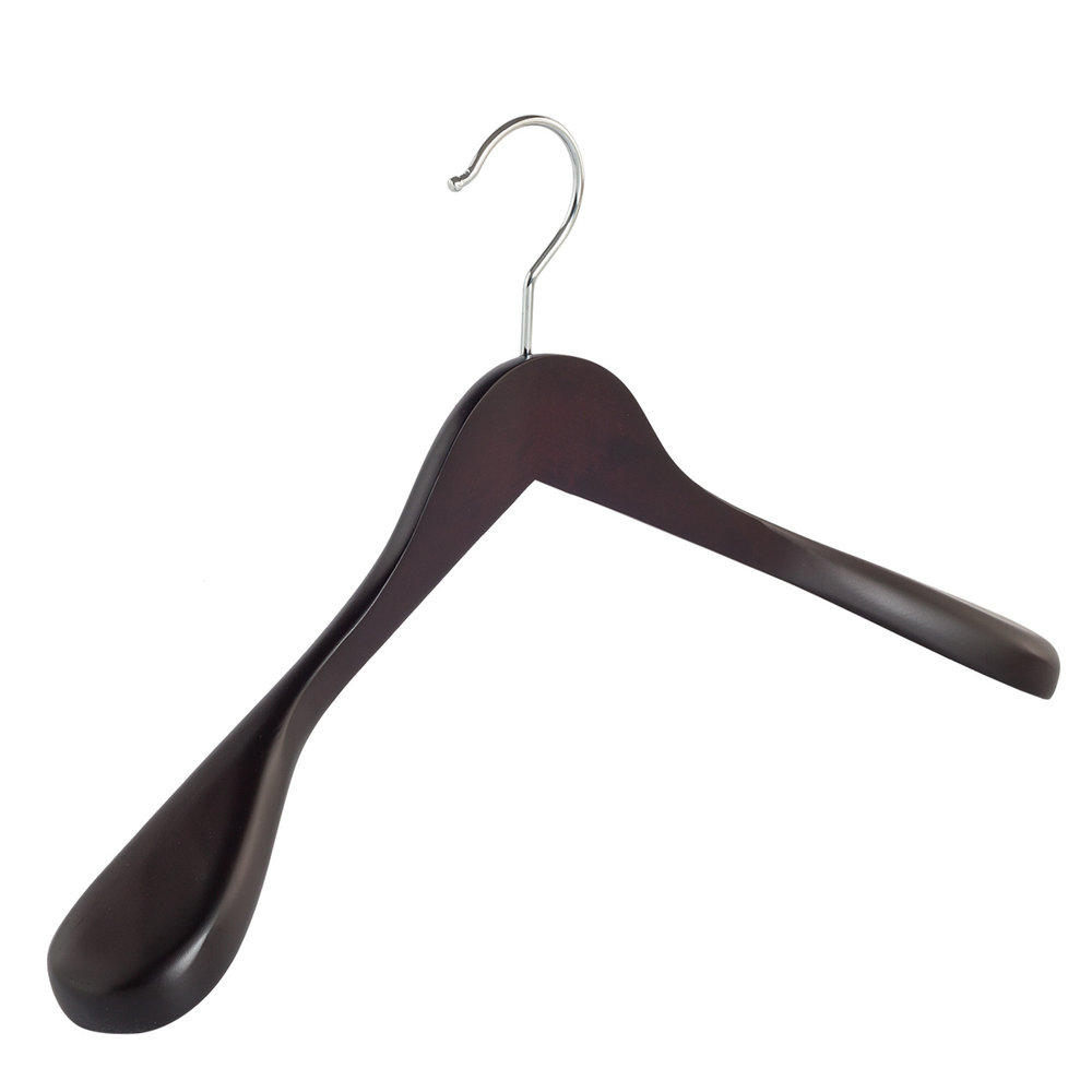 Mantel / kostuumhanger (geknikt) beukenhout wenge gebeitst met schouderverbreding