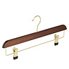 Skirt / trouser hanger beech wood walnut stained with brass hook and non-slip clips, 40 cm Skirt / trouser hanger beech wood walnut stained with brass hook and non-slip clips, 40 cm
