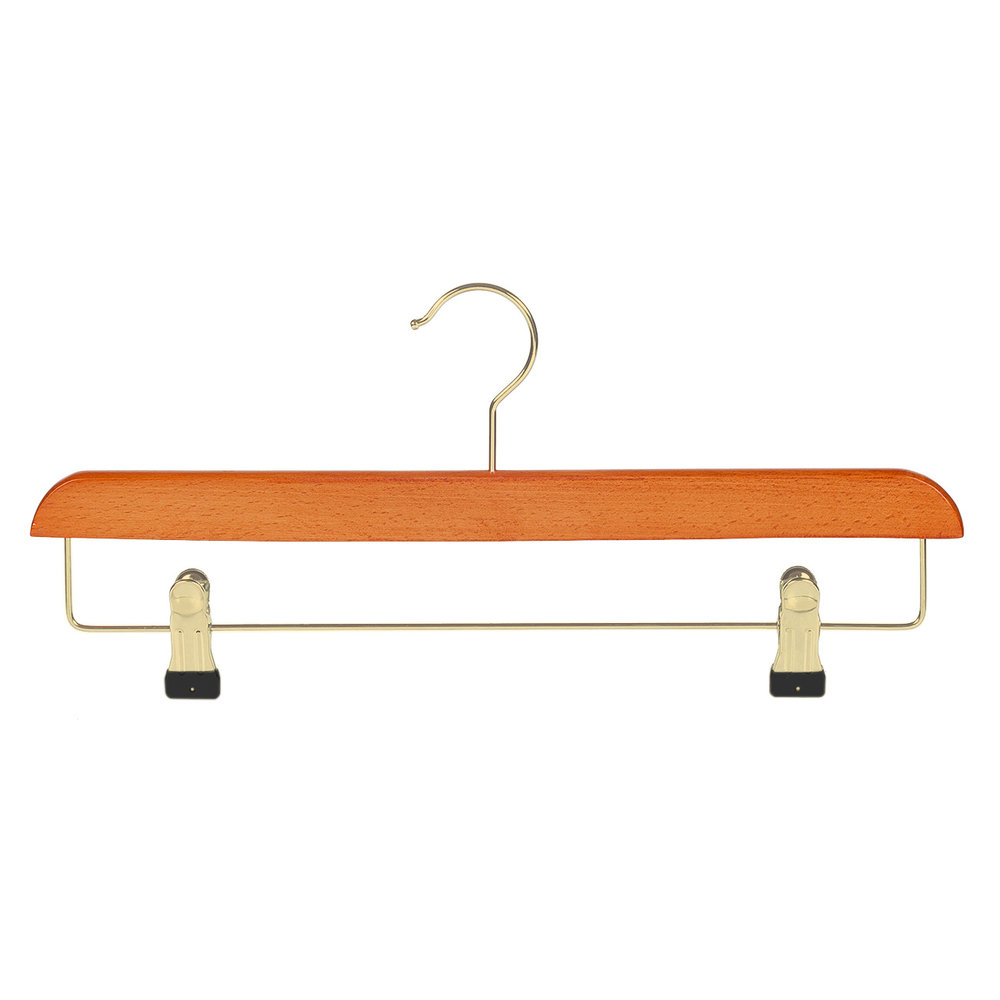 Rok / broekhanger beukenhout kersen gebeitst met messinghaak en anti-slip knijpers