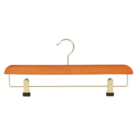 Rok / broekhanger beukenhout kersen gebeitst met messinghaak en anti-slip knijpers