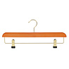 Skirt / trouser hanger beech wood cherry stained with brass hook and non-slip clips, 40 cm Skirt / trouser hanger beech wood cherry stained with brass hook and non-slip clips, 40 cm