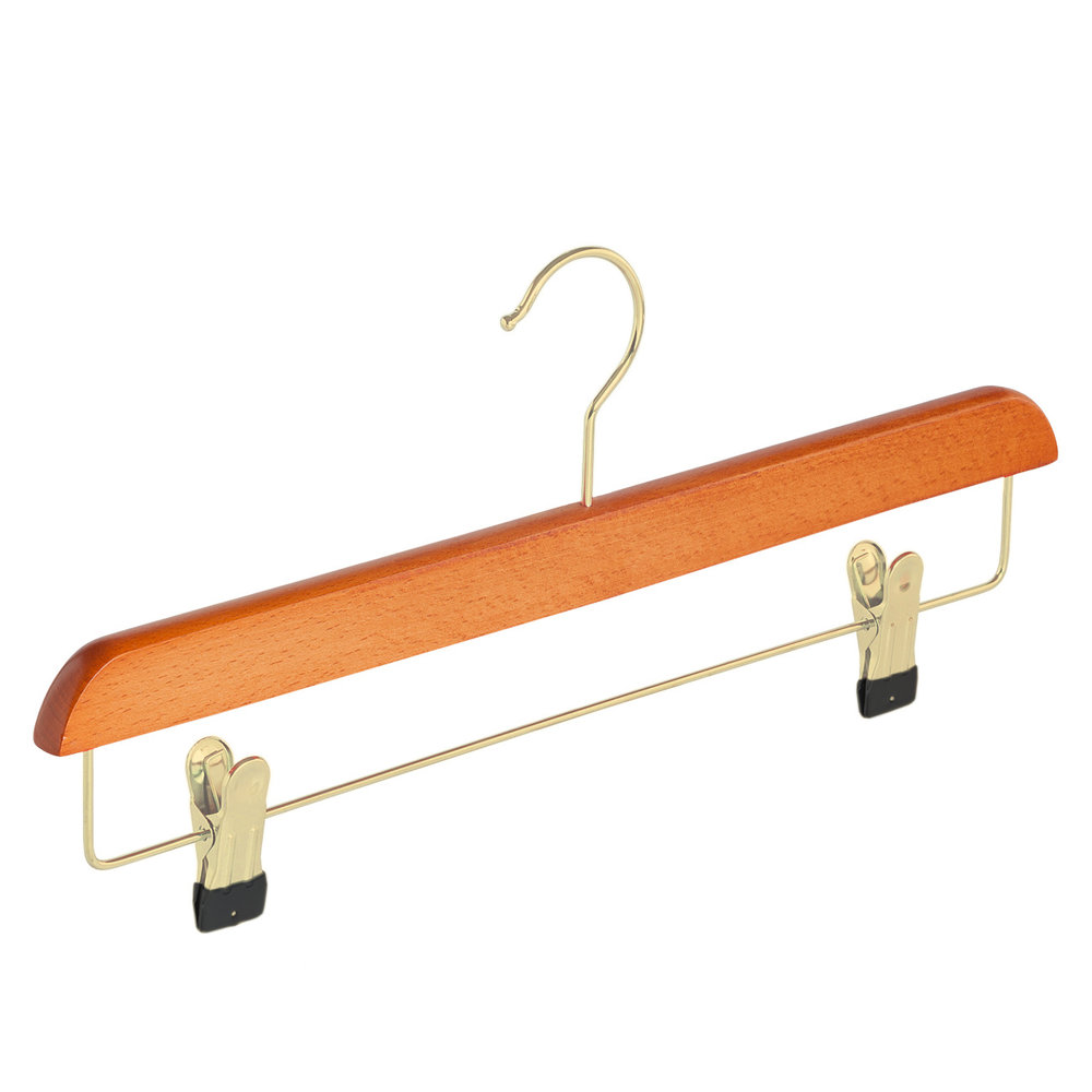 Rok / broekhanger beukenhout kersen gebeitst met messinghaak en anti-slip knijpers