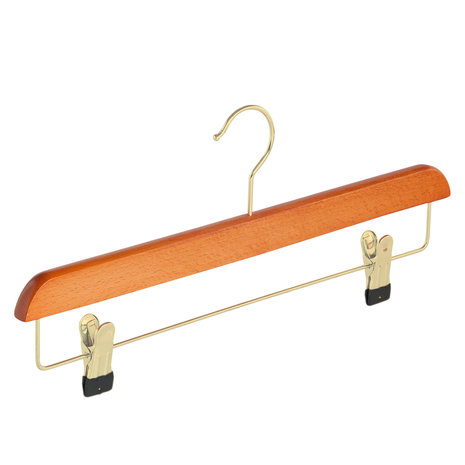 Rok / broekhanger beukenhout kersen gebeitst met messinghaak en anti-slip knijpers