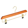 Skirt / trouser hanger beech wood cherry stained with brass hook and non-slip clips, 40 cm Skirt / trouser hanger beech wood cherry stained with brass hook and non-slip clips, 40 cm