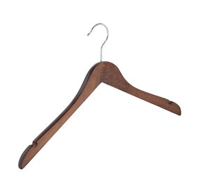 Blouse / shirthanger (geknikt) beukenhout walnoten gebeitst met rokinkepingen Blouse / shirthanger (geknikt) beukenhout walnoten gebeitst met rokinkepingen