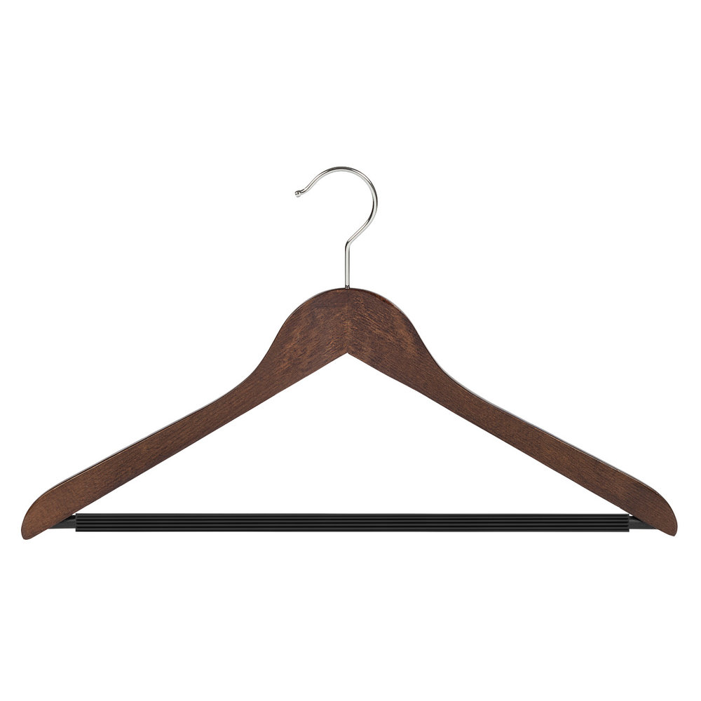 Blouse / shirthanger (geknikt) beukenhout walnoten gebeitst met anti-slip broeklat