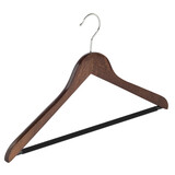 DE KLEDINGHANGER GIGANT Blouse / shirthanger (geknikt) beukenhout walnoten gebeitst met anti-slip broeklat