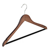 Blouse / shirthanger beukenhout walnoten gebeitst met rokinkepingen en anti-slip broeklat, 38 cm Blouse / shirthanger beukenhout walnoten gebeitst met rokinkepingen en anti-slip broeklat, 38 cm