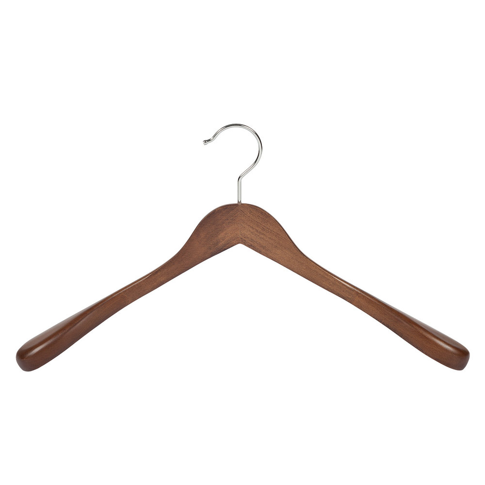 DE KLEDINGHANGER GIGANT Mantel / kostuumhanger (geknikt) beukenhout walnoten gebeitst met schouderverbreding DE KLEDINGHANGER GIGANT Mantel / kostuumhanger (geknikt) beukenhout walnoten gebeitst met schouderverbreding