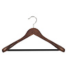 Mantel / kostuumhanger beukenhout walnoten gebeitst met schouderverbreding en anti-slip broeklat, 38 cm Mantel / kostuumhanger beukenhout walnoten gebeitst met schouderverbreding en anti-slip broeklat, 38 cm