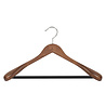 Mantel / kostuumhanger beukenhout walnoten gebeitst met schouderverbreding en anti-slip broeklat, 41 cm Mantel / kostuumhanger beukenhout walnoten gebeitst met schouderverbreding en anti-slip broeklat, 41 cm
