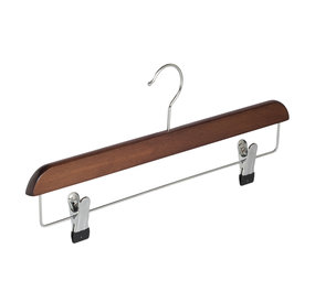 Rok / broekhanger beukenhout walnoten gebeitst met anti-slip knijpers