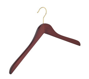 Blouse / shirthanger (geknikt) beukenhout mahonie gebeitst met messinghaak Blouse / shirthanger (geknikt) beukenhout mahonie gebeitst met messinghaak