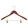Blouse / shirthanger beukenhout mahonie gebeitst met messinghaak en anti-slip knijpers, 38 cm Blouse / shirthanger beukenhout mahonie gebeitst met messinghaak en anti-slip knijpers, 38 cm