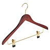 Blouse / shirthanger beukenhout mahonie gebeitst met messinghaak en anti-slip knijpers, 38 cm Blouse / shirthanger beukenhout mahonie gebeitst met messinghaak en anti-slip knijpers, 38 cm