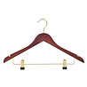 Blouse / shirthanger beukenhout mahonie gebeitst met messinghaak, rokinkepingen en anti-slip knijpers, 38 cm Blouse / shirthanger beukenhout mahonie gebeitst met messinghaak, rokinkepingen en anti-slip knijpers, 38 cm