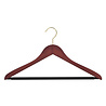 Blouse / shirthanger beukenhout mahonie gebeitst met messinghaak en anti-slip broeklat, 38 cm Blouse / shirthanger beukenhout mahonie gebeitst met messinghaak en anti-slip broeklat, 38 cm