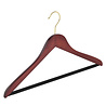 Blouse / shirthanger beukenhout mahonie gebeitst met messinghaak en anti-slip broeklat, 38 cm Blouse / shirthanger beukenhout mahonie gebeitst met messinghaak en anti-slip broeklat, 38 cm