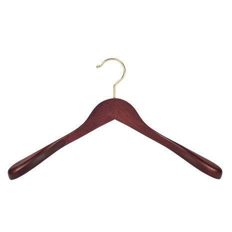 DE KLEDINGHANGER GIGANT Mantel / kostuumhanger (geknikt) beukenhout mahonie gebeitst met messinghaak en schouderverbreding