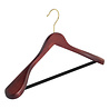 DE KLEDINGHANGER GIGANT Mantel / kostuumhanger (geknikt) beukenhout mahonie gebeitst met messinghaak, schouderverbreding en anti-slip broeklat DE KLEDINGHANGER GIGANT Mantel / kostuumhanger (geknikt) beukenhout mahonie gebeitst met messinghaak, schouderverbreding en anti-slip broeklat