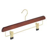 Rok / broekhanger beukenhout mahonie gebeitst met messinghaak en anti-slip knijpers