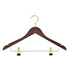 Blouse / shirthanger beukenhout walnoten gebeitst met messinghaak, rokinkepingen en anti-slip knijpers, 38 cm Blouse / shirthanger beukenhout walnoten gebeitst met messinghaak, rokinkepingen en anti-slip knijpers, 38 cm