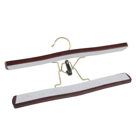 Broekklem beukenhout mahonie gebeitst met messinghaak en vilt inlage Broekklem beukenhout mahonie gebeitst met messinghaak en vilt inlage