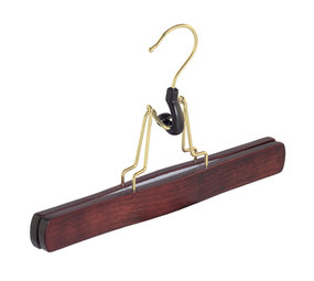 Broekklem beukenhout mahonie gebeitst met messinghaak en vilt inlage Broekklem beukenhout mahonie gebeitst met messinghaak en vilt inlage