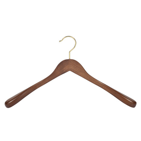 DE KLEDINGHANGER GIGANT Mantel / kostuumhanger (geknikt) beukenhout walnoten gebeitst met messinghaak en schouderverbreding DE KLEDINGHANGER GIGANT Mantel / kostuumhanger (geknikt) beukenhout walnoten gebeitst met messinghaak en schouderverbreding
