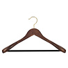 Mantel / kostuumhanger beukenhout walnoten gebeitst met messinghaak, schouderverbreding en anti-slip broeklat, 38 cm Mantel / kostuumhanger beukenhout walnoten gebeitst met messinghaak, schouderverbreding en anti-slip broeklat, 38 cm