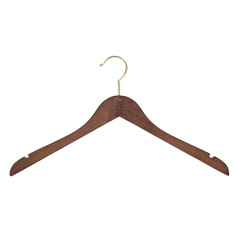 DE KLEDINGHANGER GIGANT Blouse / shirthanger (geknikt) beukenhout walnoten gebeitst met messinghaak en rokinkepingen DE KLEDINGHANGER GIGANT Blouse / shirthanger (geknikt) beukenhout walnoten gebeitst met messinghaak en rokinkepingen