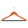 Blouse / shirthanger beukenhout kersen gebeitst met messinghaak en anti-slip broeklat, 38 cm Blouse / shirthanger beukenhout kersen gebeitst met messinghaak en anti-slip broeklat, 38 cm