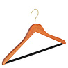 Blouse / shirthanger beukenhout kersen gebeitst met messinghaak en anti-slip broeklat, 38 cm Blouse / shirthanger beukenhout kersen gebeitst met messinghaak en anti-slip broeklat, 38 cm