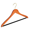 Blouse / shirt hanger beech wood cherry stained with brass hook, skirt notches and non-slip trouser bar, 38 cm Blouse / shirt hanger beech wood cherry stained with brass hook, skirt notches and non-slip trouser bar, 38 cm