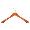 Coat / costume hanger beech wood cherry stained with brass hook and broad shoulders, 41 cm Coat / costume hanger beech wood cherry stained with brass hook and broad shoulders, 41 cm