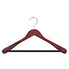 Mantel / kostuumhanger beukenhout mahonie gebeitst met schouderverbreding en anti-slip broeklat, 41 cm Mantel / kostuumhanger beukenhout mahonie gebeitst met schouderverbreding en anti-slip broeklat, 41 cm