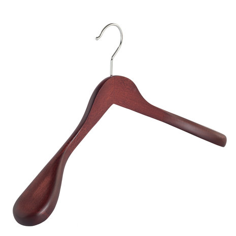 Mantel / kostuumhanger (geknikt) beukenhout mahonie gebeitst met schouderverbreding