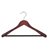 Mantel / kostuumhanger beukenhout mahonie gebeitst met schouderverbreding en anti-slip broeklat, 38 cm Mantel / kostuumhanger beukenhout mahonie gebeitst met schouderverbreding en anti-slip broeklat, 38 cm