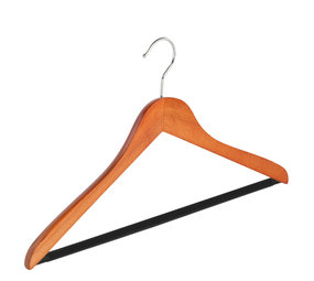Blouse / shirthanger (geknikt) beukenhout kersen gebeitst met anti-slip broeklat Blouse / shirthanger (geknikt) beukenhout kersen gebeitst met anti-slip broeklat