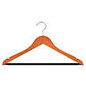 Blouse / shirthanger beukenhout kersen gebeitst met rokinkepingen en anti-slip broeklat, 38 cm Blouse / shirthanger beukenhout kersen gebeitst met rokinkepingen en anti-slip broeklat, 38 cm