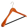 Mantel / kostuumhanger beukenhout kersen gebeitst met schouderverbreding en anti-slip broeklat, 38 cm Mantel / kostuumhanger beukenhout kersen gebeitst met schouderverbreding en anti-slip broeklat, 38 cm