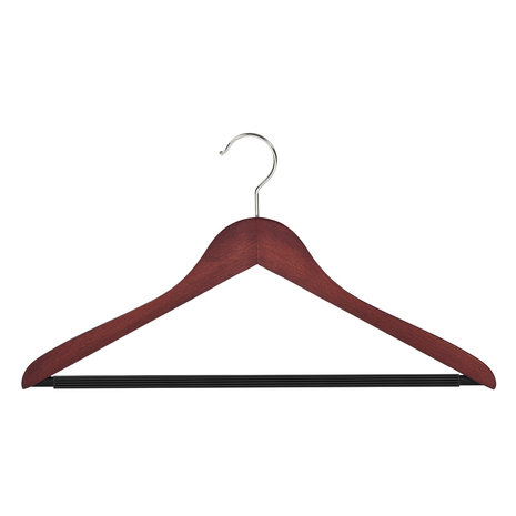 Blouse / shirthanger (geknikt) beukenhout mahonie gebeitst met anti-slip broeklat Blouse / shirthanger (geknikt) beukenhout mahonie gebeitst met anti-slip broeklat