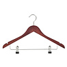 Blouse / shirt hanger beech wood mahogany stained stained with skirt notches and non-slip clips, 38 cm Blouse / shirt hanger beech wood mahogany stained stained with skirt notches and non-slip clips, 38 cm
