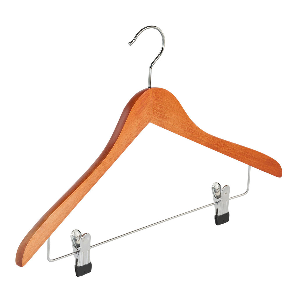 Blouse / shirthanger (geknikt) beukenhout kersen gebeitst met anti-slip knijpers